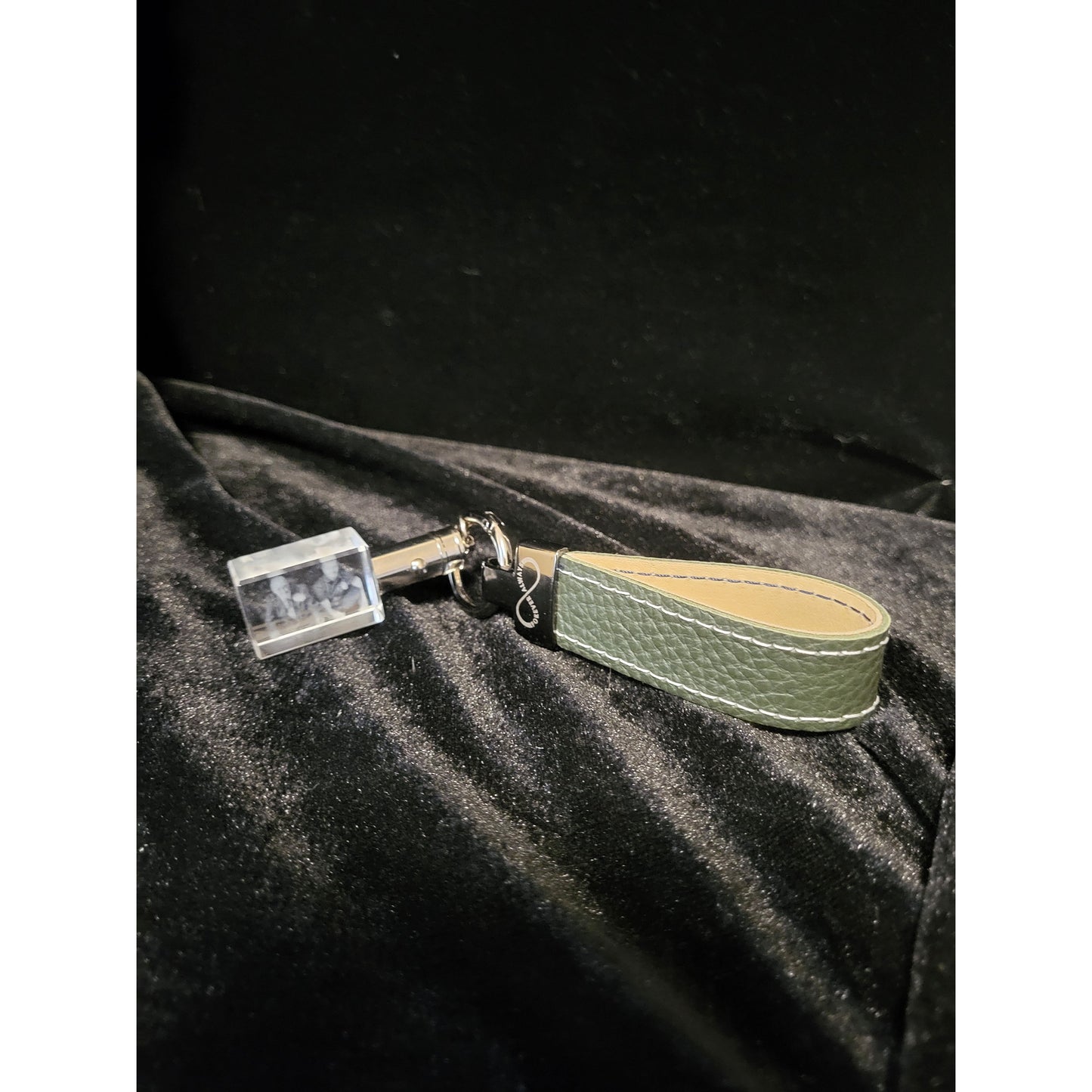 Personalized Leather 3d crystal keyring -Luxury Leather rectangle