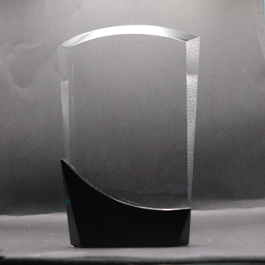 18cm Optical 3D Crystal Arch Award with Onyx Black Swooping Base