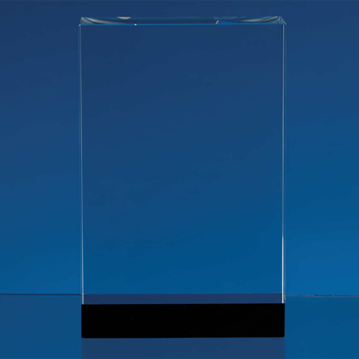 12cm optical crystal rectangle award with onyx black base personalised UK