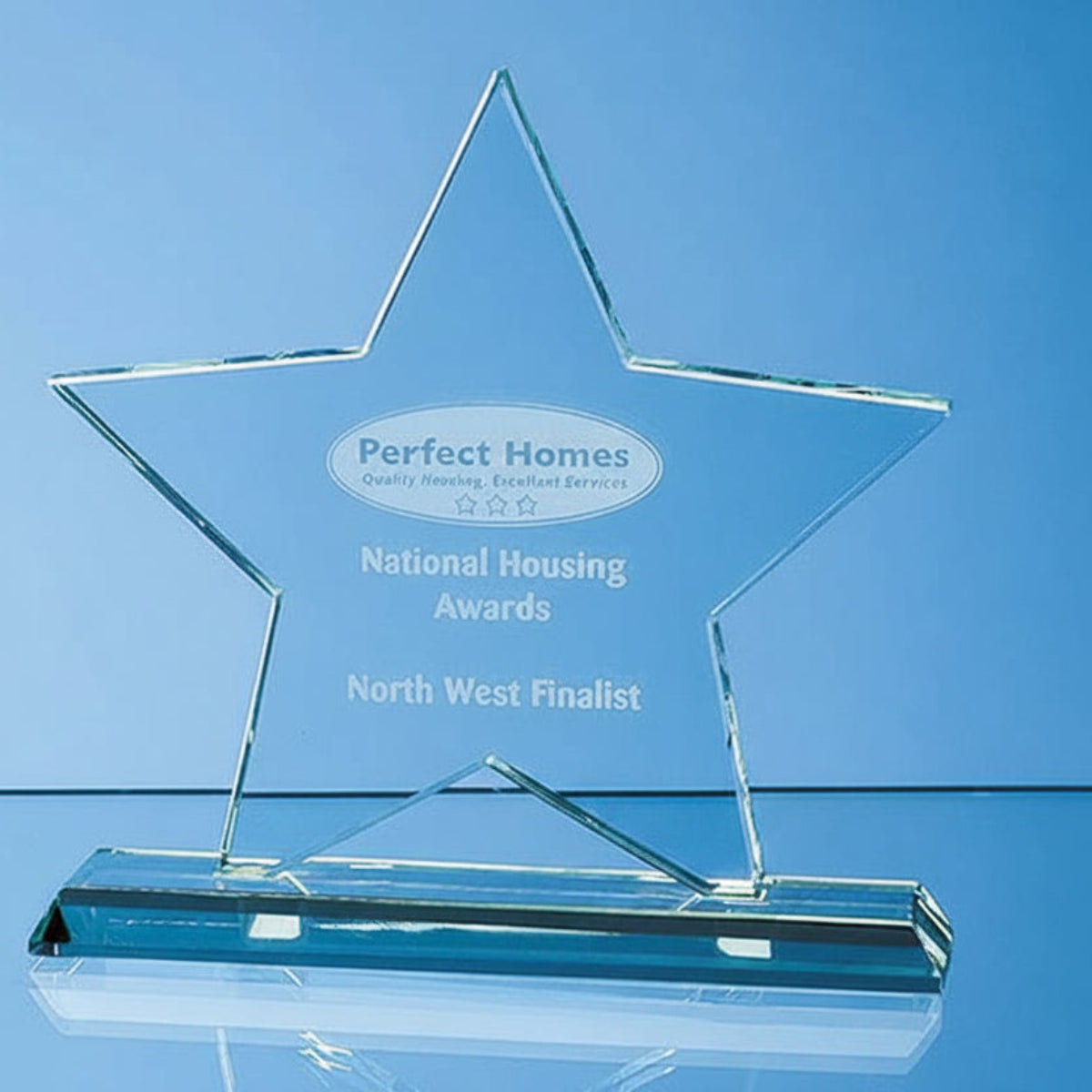 15cm x 15cm x 12mm Mounted Jade Glass Star Award
