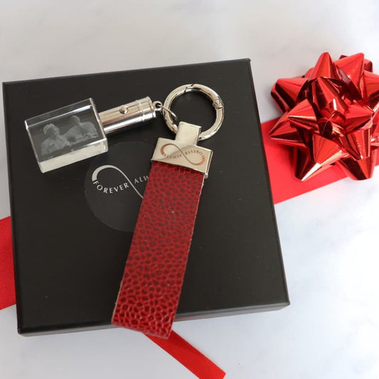 leather keychain with 3d crystal photo