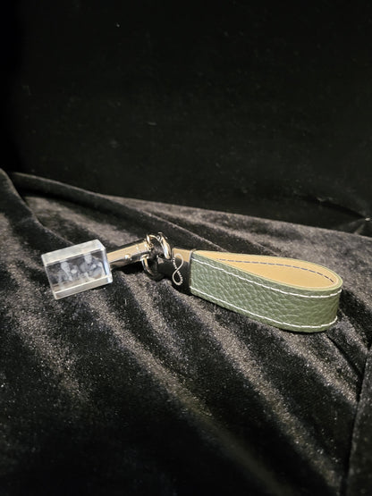 Personalized Leather 3d crystal keyring -Luxury Leather  rectangle