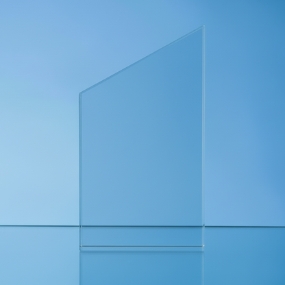 Clear glass panel on a blue gradient background