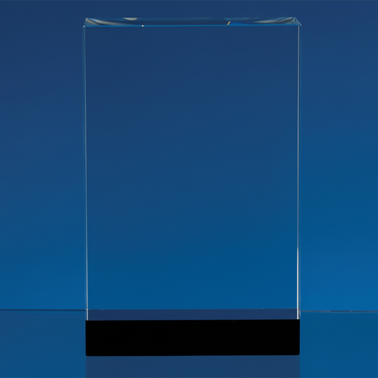 12cm x 8cm x 4.5cm Optical Crystal Rectangle with Onyx Black Base