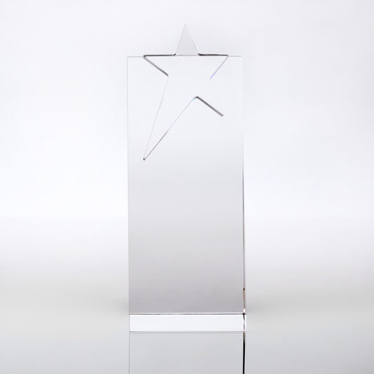 18cm Optical Crystal Star Rectangle Award - Made in UK