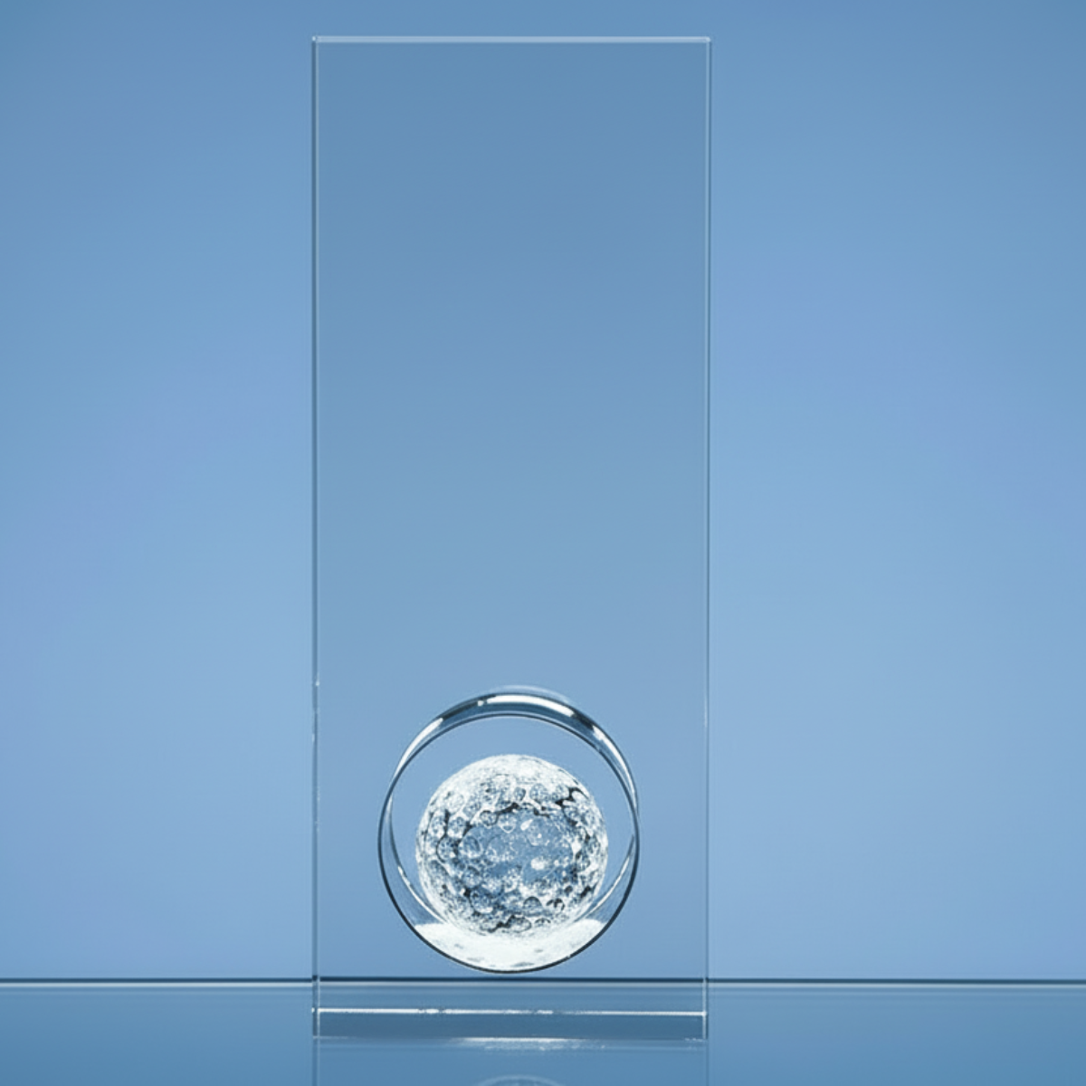wedge golf trophy with crystal golf ball