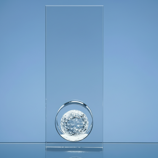 wedge golf trophy with crystal golf ball