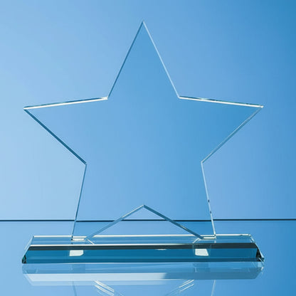 18cm x 18cm x 12mm Mounted Jade Glass Star Award