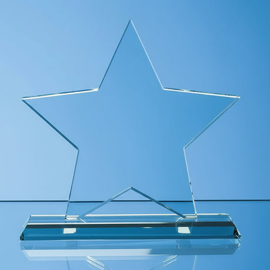18cm x 18cm x 12mm Mounted Jade Glass Star Award