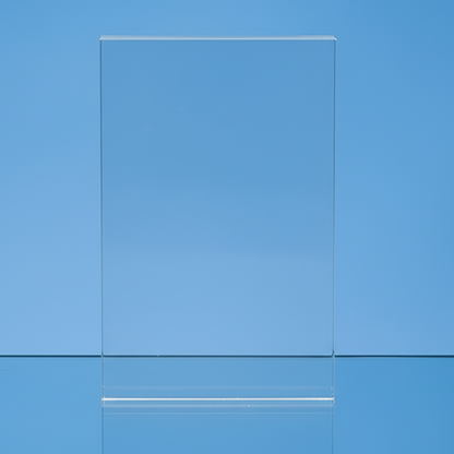 Clear rectangular object on a blue background