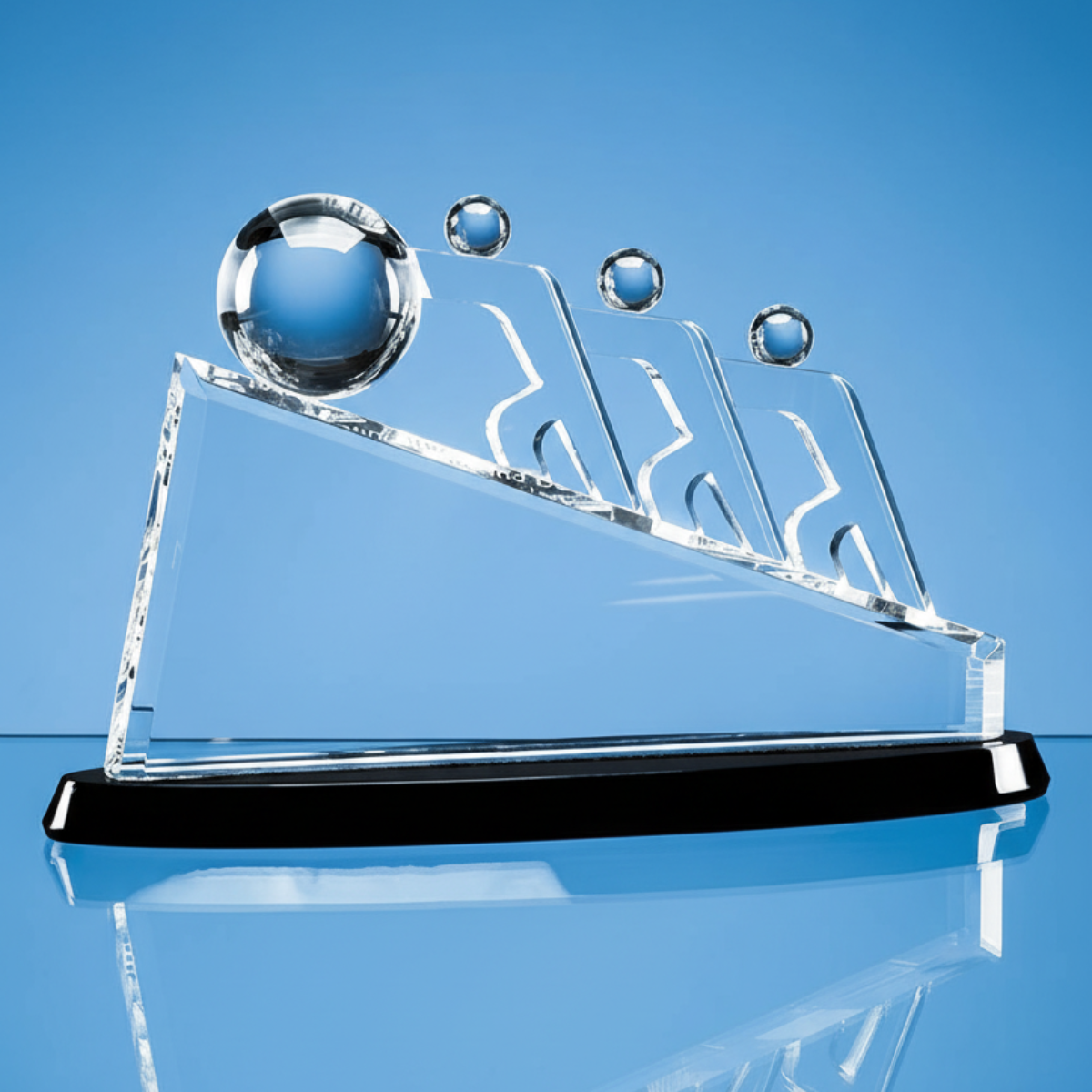 32cm optical crystal slope teamwork award onyx black base personalised UK