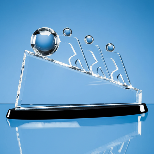 32cm optical crystal slope teamwork award onyx black base personalised UK