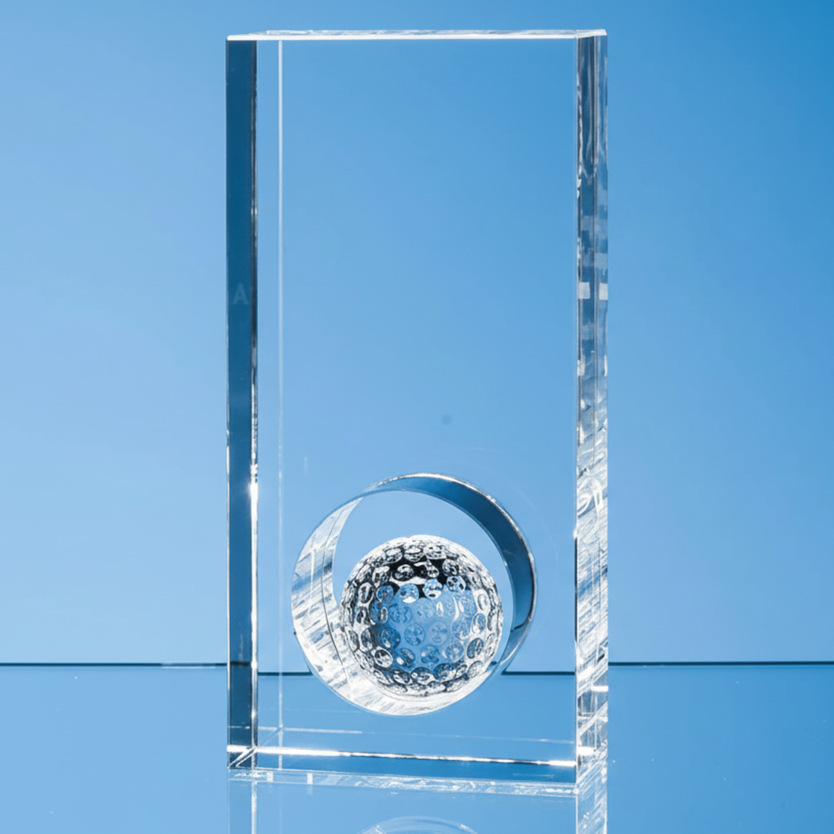 17cm optical crystal golf ball in the hole award personalised engraving UK