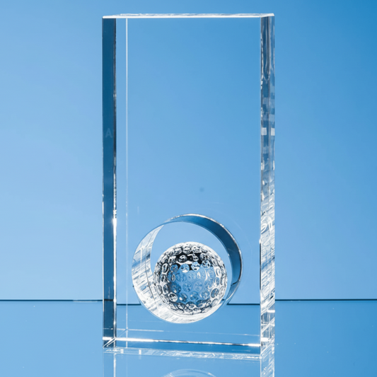 17cm optical crystal golf ball in the hole award personalised engraving UK