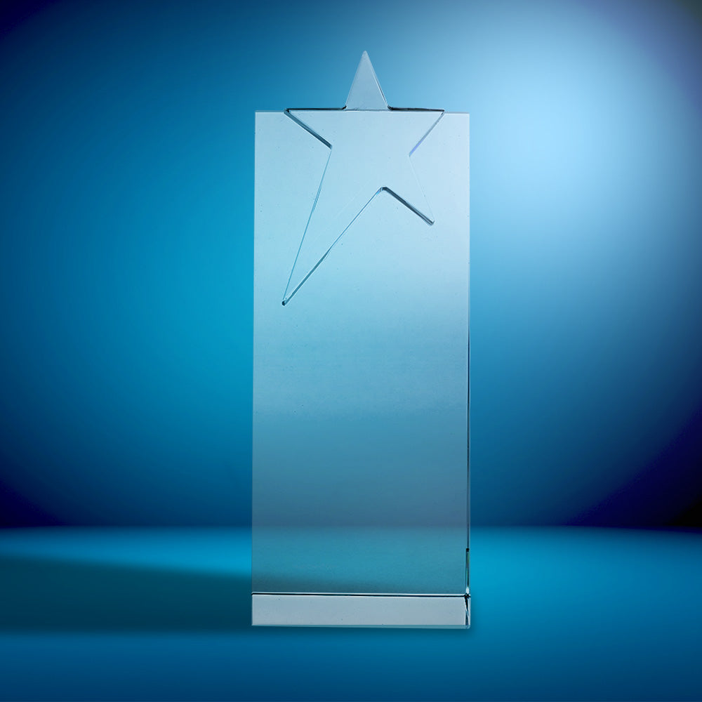 18cm Optical Crystal Star Rectangle Award - Made in UK