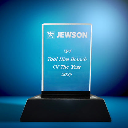 Optical Crystal Rectangle with Onyx Black Base