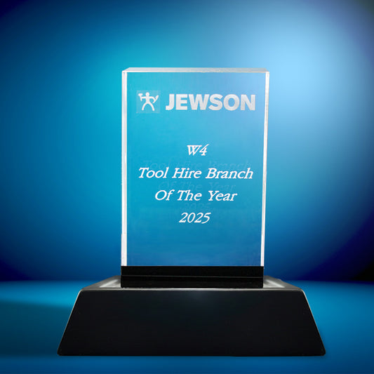 12cm x 8cm x 4.5cm Optical Crystal Rectangle with Onyx Black Base