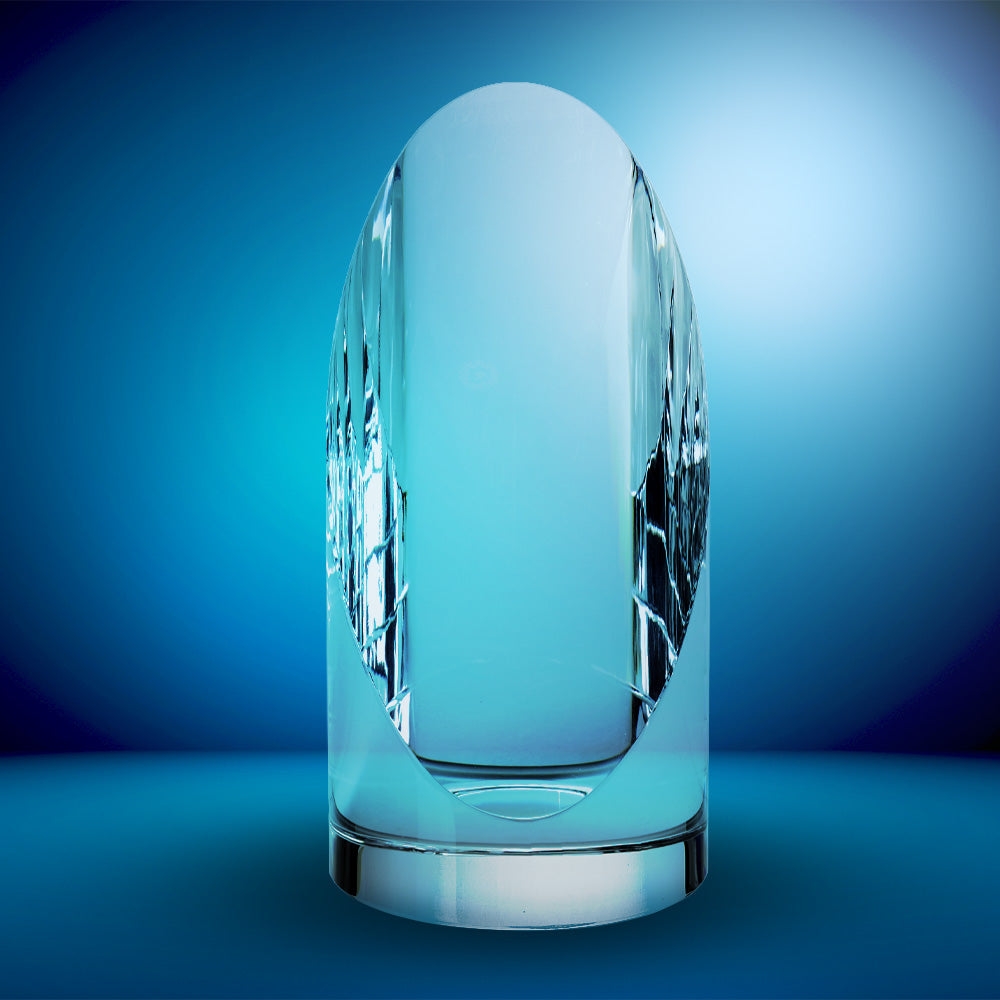 14cm Optical Crystal Cylinder Award - Made in UK