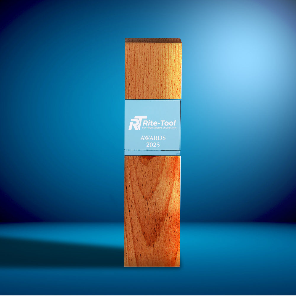 24cm Wood & Optical 3d Crystal Square Column Award