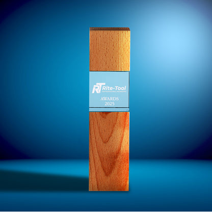 24cm Wood & Optical 3d Crystal Square Column Award