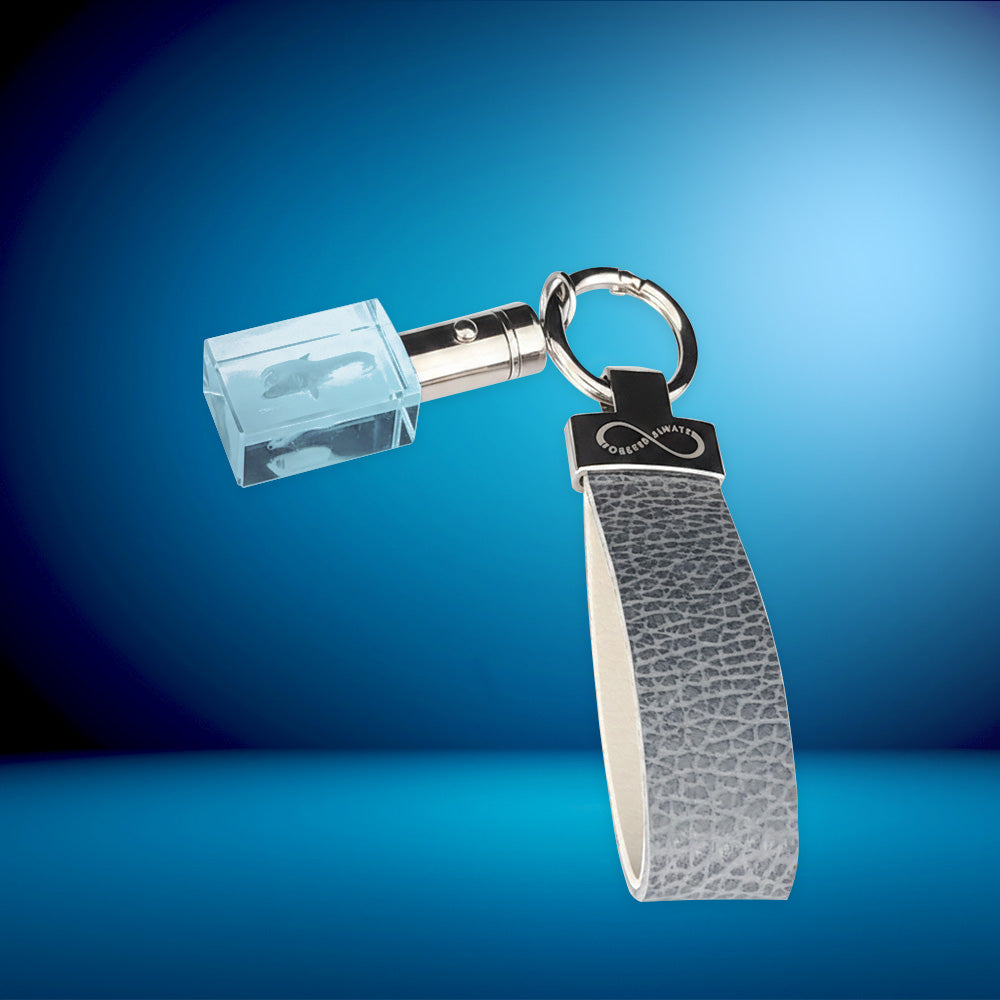 Personalized Leather 3d crystal keyring -Luxury Leather  rectangle