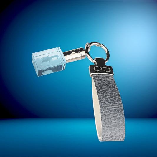 Personalized Leather 3d crystal keyring -Luxury Leather  rectangle