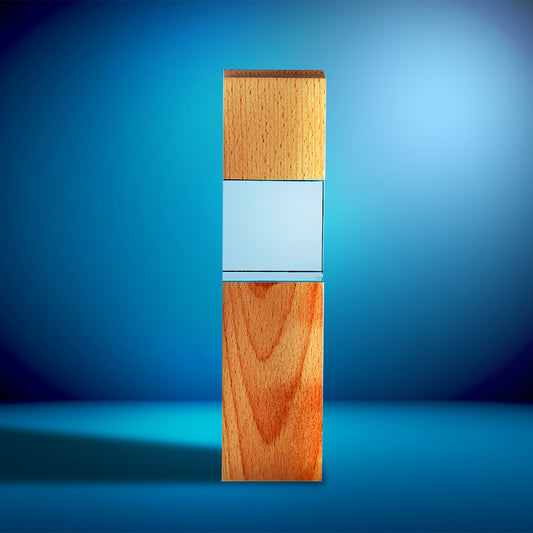 24cm Wood & Optical 3d Crystal Square Column Award
