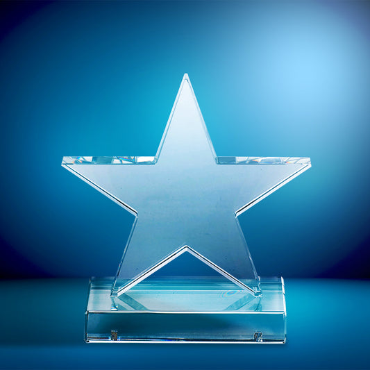 13cm Optical Crystal 5 Pointed Star on Base Award