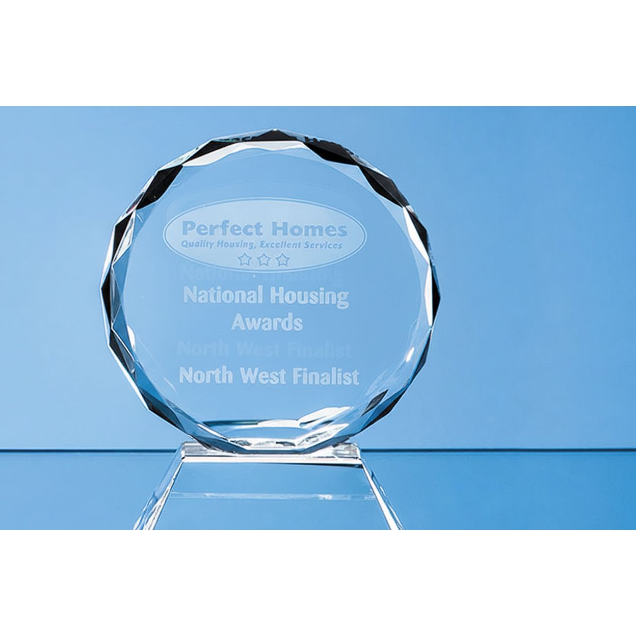 11cm Optical Crystal Mounted Facet Circle Award