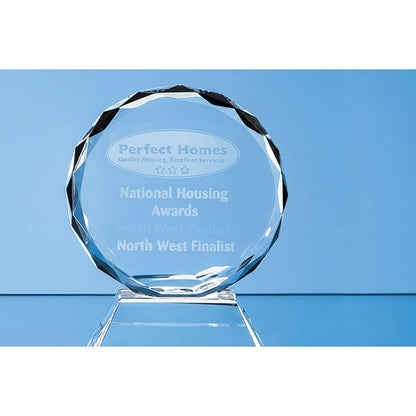 11cm Optical Crystal Mounted Facet Circle Award