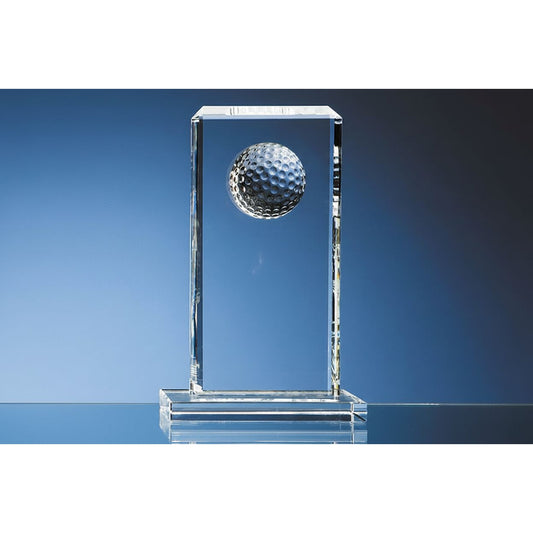 24cm Optical Crystal Golf Ball Rectangle Award