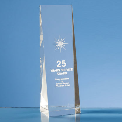 22cm Optical Crystal Wedge Rectangle Award