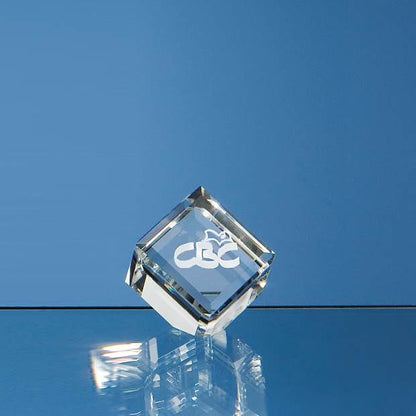 3D CRYSTAL GLASS Award - 4cm Optical Crystal Bevel Edged Cube